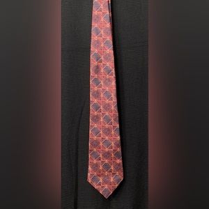 Halston III men’s Suit Tie Red Navy Gold pattern